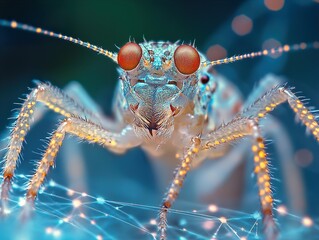 Wall Mural - macro photography of a tiny insect with red eyes