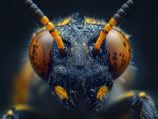 Wall Mural - Close-Up Macro Photography of a Black and Yellow Insect