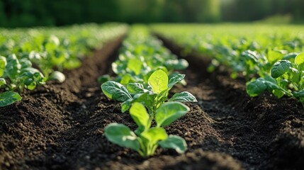 Sticker - Green Rows of Spinach Plants in a Field