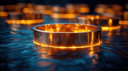 Canvas Print - Glowing Gold Ring on a Dark Surface