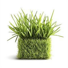 Wall Mural - Vibrant green grass in geometric shape against plain white background