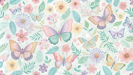 pastel floral butterfly seamless pattern for spring, pastel, floral, butterfly, seamless, pattern, s