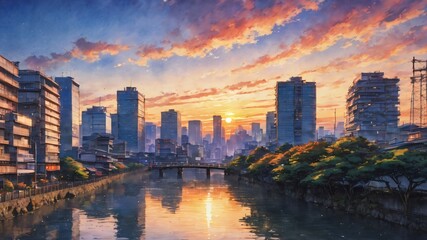 anime japan summer background