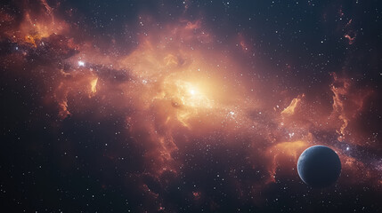 Wall Mural - unknown planet from outer space. space nebula. cosmic cluster of stars. outer space background