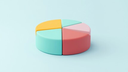 Wall Mural - A colorful 3D pie chart model representing data segments.