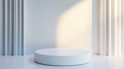 Poster - A minimalist display area featuring a circular podium and soft lighting against a neutral backdrop.