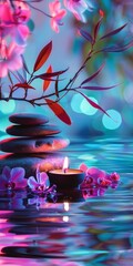 Poster - Tranquil spa treatment with a vivid abstract color background.