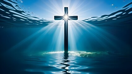 A cross and water