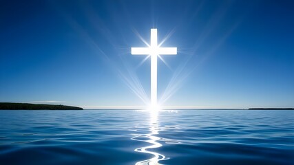 A cross and water