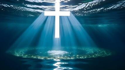 A cross and water