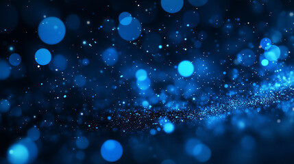 Wall Mural - Blue glow particle abstract bokeh background
