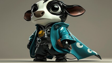 Poster - Cartoon Cow Superhero with Cape