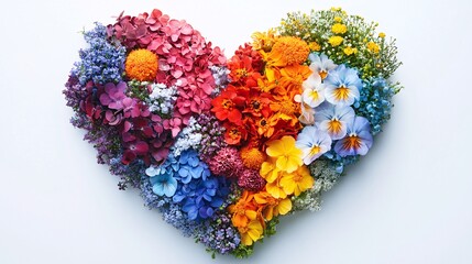 Wall Mural - Abstract realistic heart made of fresh spring flowers, colorful and decorative, perfect for Valentine’s Day or celebrations.