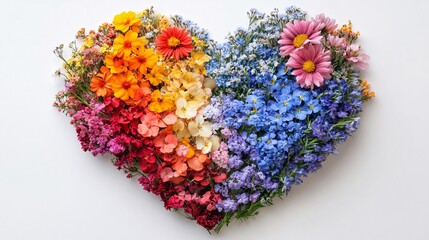 Wall Mural - Abstract realistic heart made of fresh spring flowers, colorful and decorative, perfect for Valentine’s Day or celebrations.