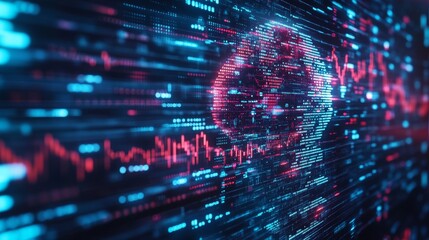Digital World Map with Data Flow and Code Futuristic Technology Concept