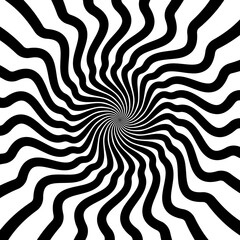 Canvas Print - Psychedelic hypnosis swirls, hypnotic spiral pattern. Vector abstract, mesmerizing black and white twirl visual illusion creates a sense of movement and depth, evoking dazzling feelings of psychedelia