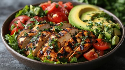 Canvas Print - Grilled Chicken Salad with Avocado