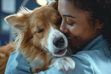 Wall Mural - Photo of a dog in veterinarian clinic generative AI