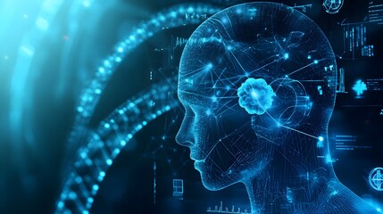 Abstract Digital Representation of a Human Head with a Brain