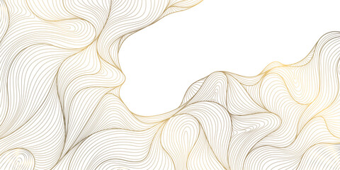 Wall Mural - vector gold on white line wave pattern, geometric curve premium design, japanese style poster. abstr