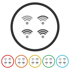 Sticker - Wi-fi wave sign icon. Set icons in color circle buttons