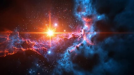 Wall Mural - a vibrant cosmic nebula illuminated by a dazzling star in deep space