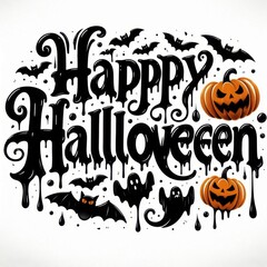 Wall Mural - Halloween lettering to write on a shirt on a white background