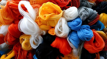 Colorful Twisted Nylon Fishing Nets Background