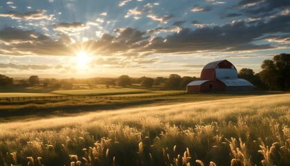 Wall Mural - Vibrant flower field under a bright blue sky adorned with fluffy clouds and radiant sunlight