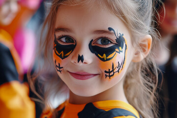 Ai generated photo of children in Day of the Dead costumes participating in a school event