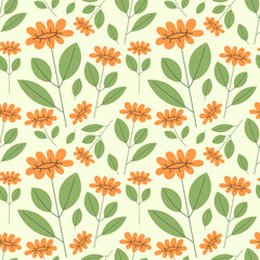 Fototapete - Floral seamless pattern. Botanical background with cute flowers