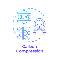 Canvas Print - Carbon compression blue gradient concept icon. Greenhouse gas processing, filtration. Round shape line illustration. Abstract idea. Graphic design. Easy to use infographic, presentation