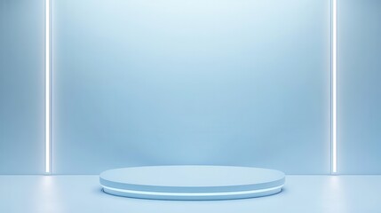Wall Mural - 3d rendering of a futuristic podium with metallic surface in a minimalist interior setting