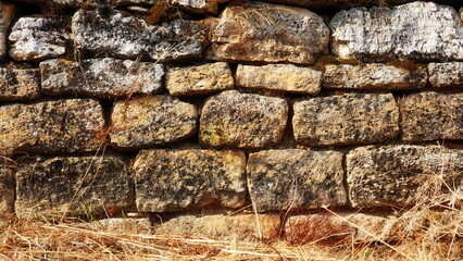 Wall Mural - Stone Wall Rustic Closeup Brown Old Textured Exterior Background