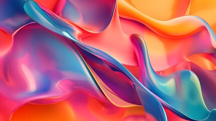 Wall Mural - Abstract shapes on colorful trendy background. Modern fluid colorful gradient geometric figures in the shape of swirl on gradient background. Design layout for web,banners, flyers, posters. 3d render 