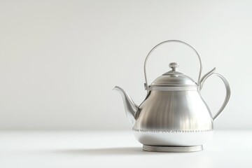 Poster - Silver Tea Pot on White Table