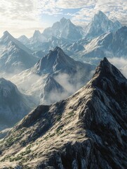 Wall Mural - Mountain Range Aerial View