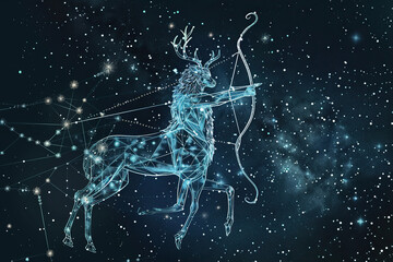 Wall Mural - Astrological composition with concept of Sagittarius zodiac sign symbol