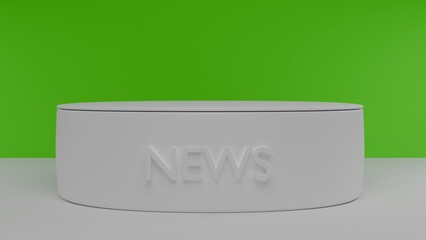 Wall Mural - white table with green background in news studio	
