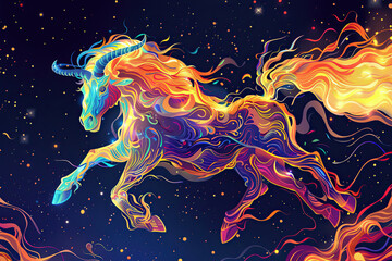 Wall Mural - Astrological composition with concept of Horse zodiac sign symbol