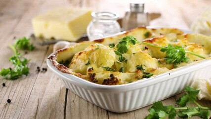 Canvas Print - baked homemade cauliflower gratin