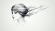 © Ai DreamscapesTH - Elegant Woman in a Headscarf  Pencil Drawing  Minimalist Art