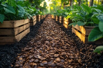 Canvas Print - Garden Pathway with Wood Chips