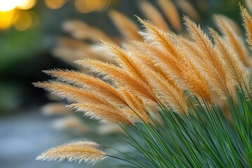 Canvas Print - Golden Grass Blades in a Soft Wind