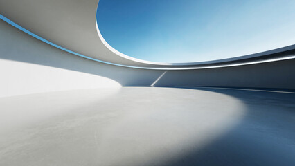 Leinwandbilder - 3d render of abstract curve structure futuristic architecture with empty concrete floor