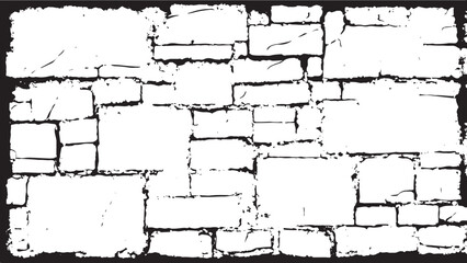 Black and white Brick wall texture. Brick wall background. Vector distressed overlay brick wall old texture. 