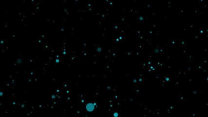 Wall Mural - abstract animation loop blue bokeh particles glow flow up on black background. 4k 3d seamless loopin