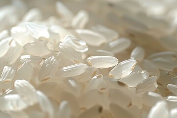 Close up of uncooked white rice. Shallow depth of field.