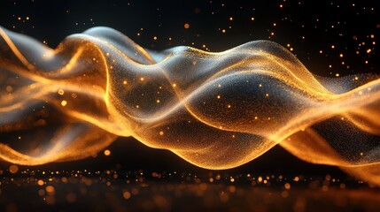 Wall Mural - Abstract Golden Wave with Sparkles