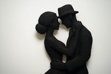 Wall Mural - minimalist couple silhouette love dance romance kiss 